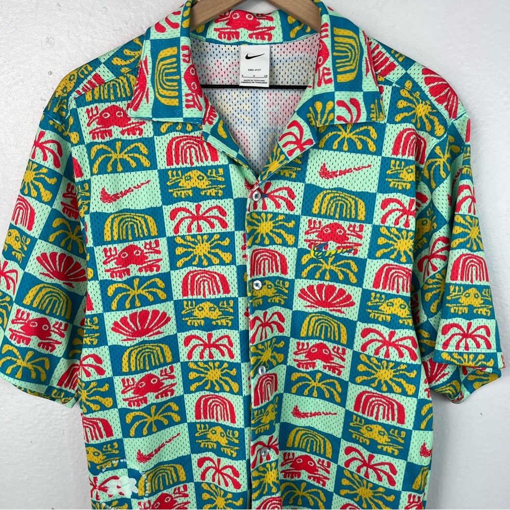 Nike Dri-FIT Men's Spring Button Down Mesh Top Mint - Picture 3 of 9